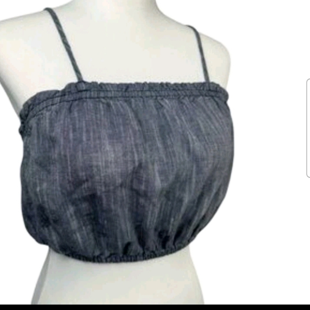 Aerie Womens Blue Denim Casual Lightweight Layering Cropped Bralette M